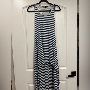 Forever 21 Navy and White Striped High Low Dress